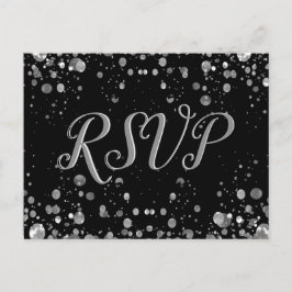 RSVP-kaart Silver Confetti Uitnodiging Briefkaart