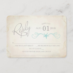 RSVP-kaart, Starfish Beach-huwelijk Kaart