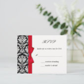 RSVP - Kaart van de RSVP - Damask Red Bow Wedding  (Staand voorkant)
