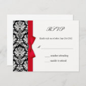 RSVP - Kaart van de RSVP - Damask Red Bow Wedding  (Voorkant / Achterkant)