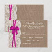 RSVP-kaart van het Rustic Pink Bow Wedding Collect RSVP Kaartje (Voorkant / Achterkant)