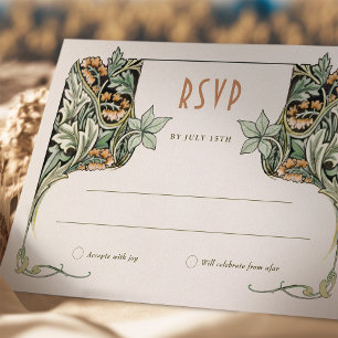 RSVP-kaart Victoriaans Grace Morris-geïnspireerde Kaart