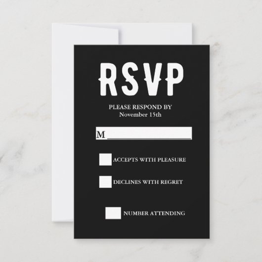RSVP-Kaart voor Black Gothic Wedding RSVP (Voorkant)
