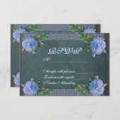 RSVP-kaart voor blauw roos RSVP Kaartje (Voorkant / Achterkant)