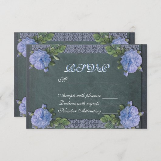 RSVP-kaart voor blauw roos RSVP Kaartje (Voorkant / Achterkant)