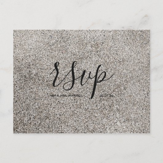 Rsvp-kaart voor bruiloft | Concrete textuur-script Uitnodiging Briefkaart (Voorkant)
