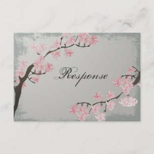 RSVP-kaart voor bruiloft - Roze Cherry Blossom RSVP Kaartje
