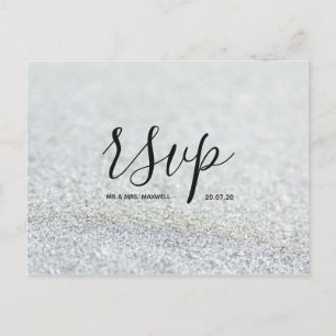 Rsvp-kaart voor bruiloft   Silver Glitter Script-B Uitnodiging Briefkaart
