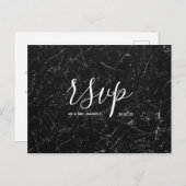 Rsvp-kaart voor bruiloft | Zwart marmer Script-Bri Uitnodiging Briefkaart (Voorkant / Achterkant)