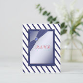 RSVP-kaart voor de marine en de witte Stripe RSVP Kaartje (Staand voorkant)