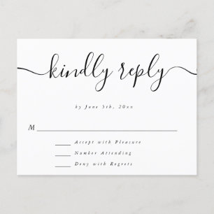 RSVP-kaart voor fancy script Simple Weduwend Respo Briefkaart
