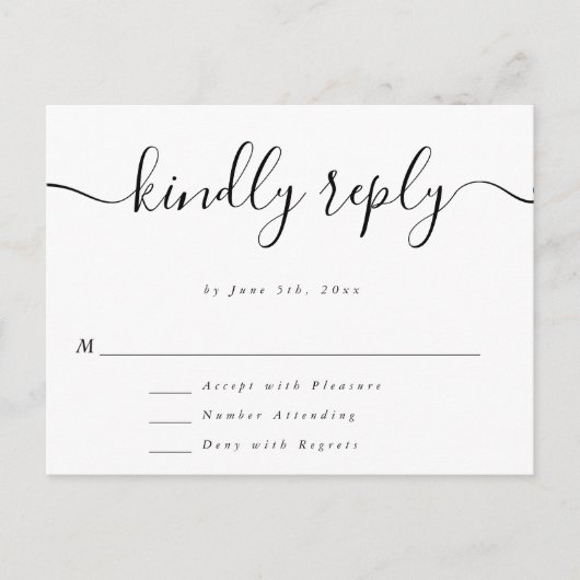 RSVP-kaart voor fancy script Simple Weduwend Respo Briefkaart (Voorkant)