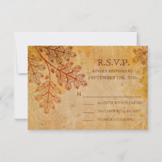 RSVP-kaart voor getransplanteerde lacy Leaves Fall RSVP Kaartje (Voorkant)