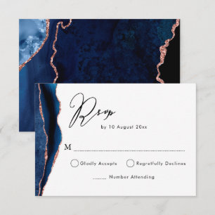 RSVP-kaart voor marinesultaat en roos goudgas RSVP Kaartje