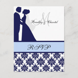 RSVP-kaart voor marinesurk en lichte blauwe bruilo RSVP Kaartje