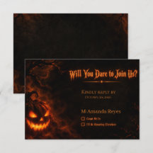 RSVP-kaart voor Spooky Glow Halloween-feest