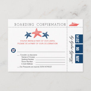 RSVP-kaart voor Starfish boarding Pass RSVP Kaartje