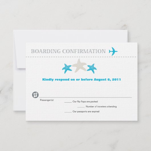 RSVP-kaart voor Starfish boarding Pass RSVP Kaartje (Voorkant)