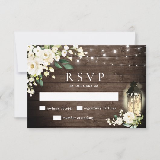 RSVP-kaart voor witte rozen RSVP Kaartje (Voorkant)