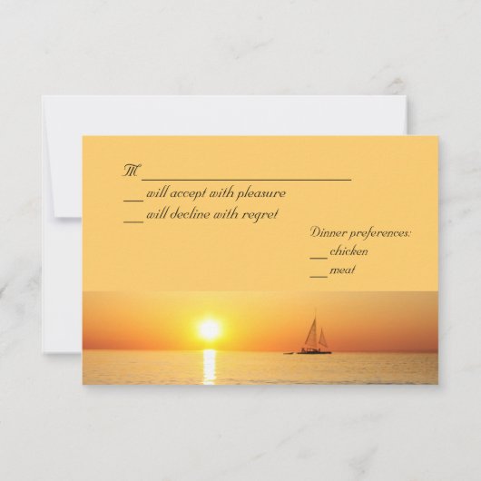 RSVP-kaart voor zonsondergang RSVP Kaartje (Achterkant)