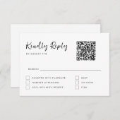 RSVP-kaart voor zwart en wit modern script RSVP Kaartje (Voorkant / Achterkant)