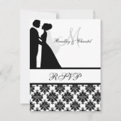 RSVP-kaart voor zwarte en witte bruiloft RSVP Kaartje (Voorkant)