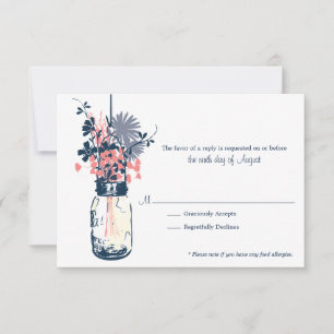 RSVP-kaart Wild Flowers & Mason Jar RSVP Kaartje