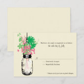 RSVP-kaart Wild Flowers & Mason Jar RSVP Kaartje (Voorkant / Achterkant)