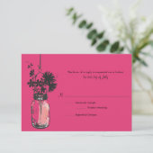 RSVP-kaart Wild Flowers & Mason Jar RSVP Kaartje (Staand voorkant)
