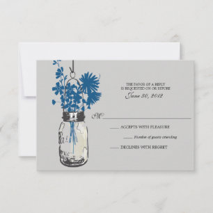 RSVP-kaart Wilde bloemen & Mason Jar RSVP Kaartje