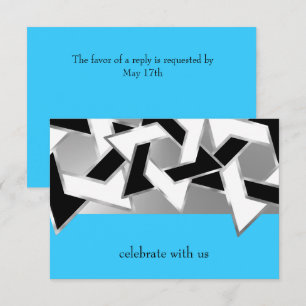 RSVP-kaart zwarte witte ster van David op elke kle Kaart