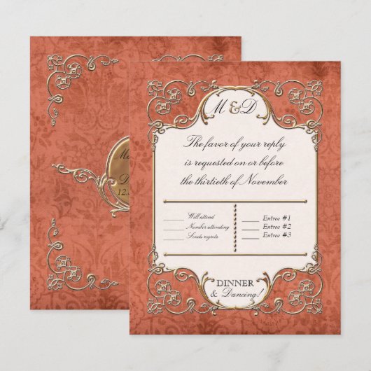 RSVP-kaarten Art Nouveau Roaring 20s Deco Style RSVP Kaartje (Voorkant / Achterkant)