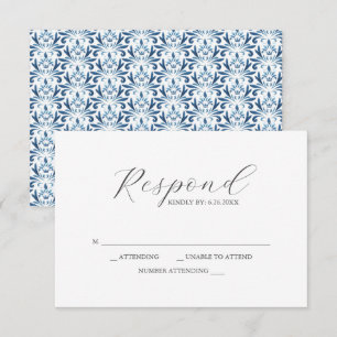 RSVP-kaarten Blauw patroon RSVP Kaartje