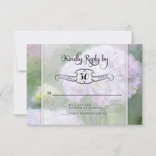 RSVP-kaarten Hydrangea Garden Flowers Typografie RSVP Kaartje (Voorkant)
