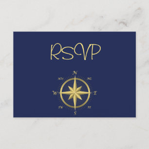 RSVP-Kaarten met blauw Nautical Wedding RSVP Kaartje