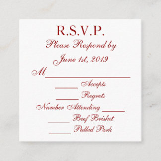 RSVP-kaarten met diep rood en wit antwoord Informatiekaartje