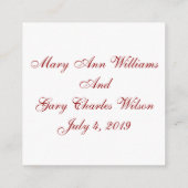 RSVP-kaarten met diep rood en wit antwoord Informatiekaartje (Achterkant)