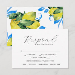 RSVP Kaarten met Maaltijden Keuze Waterverf Lemon Kaartje