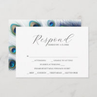 RSVP-kaarten met maaltijdkeuze Peacock Feathers