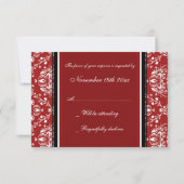 RSVP-kaarten met Red Damask-kerstbruiloft RSVP Kaartje (Achterkant)