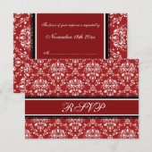 RSVP-kaarten met Red Damask-kerstbruiloft RSVP Kaartje (Voorkant / Achterkant)