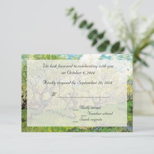 RSVP-kaarten. Orchard in Blossom Kaart (Staand voorkant)