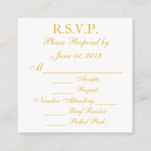 RSVP-kaarten voor Baylor Gold en White Response Informatiekaartje (Voorkant)