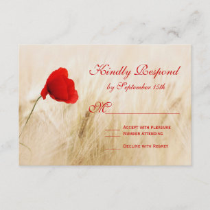 RSVP-kaarten voor rode papaverbloem RSVP Kaartje