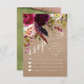 RSVP KAARTJE | Waterverf Floral Rustic Boho Weddin (Voorkant / Achterkant)