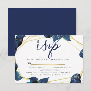 RSVP Keuze uit maaltijd Modern Deep Indigo Blue Kaart