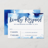 RSVP KINDLY RÉPONDRE à l'aquarelle bleu foncé mode (Devant / Derrière)