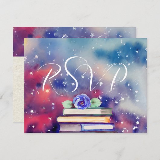 RSVP Kindly Répondre Watercolor Books Purple Maria (Devant / Derrière)