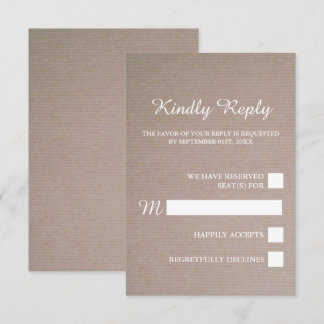 RSVP - kraft Wedding Rustic Kaartje
