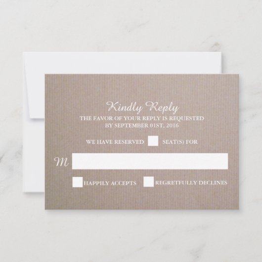 RSVP - kraft Wedding Rustic Kaartje (Voorkant)